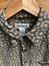 Vintage 90s brown beige paisley monogram pattern rayon long sleeve ugly shirt size medium by Claibor